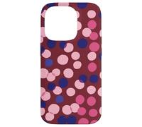 Custodia per iPhone 14 Pro Burgundy and Pink Polka Dot Fun Pattern