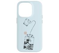 Custodia per iPhone 14 Pro Bustina di tè Great Wave Estetica giapponese