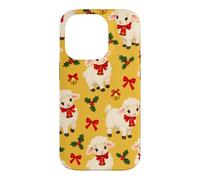 Custodia per iPhone 14 Pro Campana con fiocco di agnello giallo senape rosso per Natale