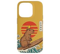 Custodia per iPhone 14 Pro Capybara Surf Giapponese Grande Onda Kanagawa Ukiyo-e