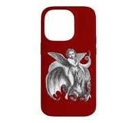 Custodia per iPhone 14 Pro Carattere alato demoniaco cavalcando un drago a due teste ritagliato