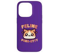 Custodia per iPhone 14 Pro Carino Amante Gatto Pun Feline Purr-etty Kawaii Art
