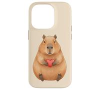 Custodia per iPhone 14 Pro Carino Capibara Holding Cuore Rosso Valentine Love