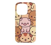Custodia per iPhone 14 Pro Carino Kawaii Animal Friends pastello carattere grafico