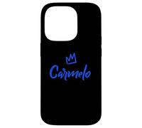 Custodia per iPhone 14 Pro Carmelo il re/corona blu e nome per gli uomini chiamato Carmelo