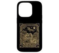 Custodia per iPhone 14 Pro Carta dei tarocchi con lucertola dal collo celeste