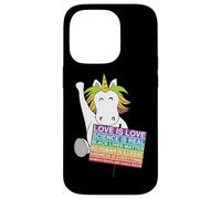 Custodia per iPhone 14 Pro Cartello di protesta femminile con unicorno per la giustizia sociale