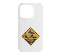 Custodia per iPhone 14 Pro Cartello retrò giapponese con gatto che attraversa la scritta "Caution Leaping Cats