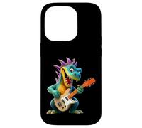 Custodia per iPhone 14 Pro Cartoon Dragon Rock Star Chitarra Elettrica Player Design