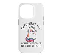 Custodia per iPhone 14 Pro Caticorns Fly When They coming out the closet Cat Unicorn Fun