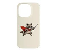 Custodia per iPhone 14 Pro Cavaliere procione carino con spada e mantello Fantasy Adventure