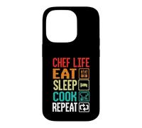 Custodia per iPhone 14 Pro Chef Life Eat Cook Repeat Funny Cooking Chefs Lover