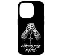 Custodia per iPhone 14 Pro Chicano tatuato Il mio unico giudice è Dio che prega le mani