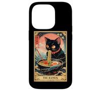 Custodia per iPhone 14 Pro Ciotola per spaghetti giapponesi Ramen Cat The Ramen Tarot Card Vintage