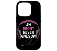 Custodia per iPhone 14 Pro Citazione di gioco "An Ebony Never Give Up" Cuffie personalizzate