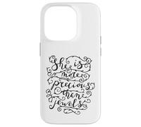 Custodia per iPhone 14 Pro Citazione ispiratrice She Is Mine Precious Than Jewels