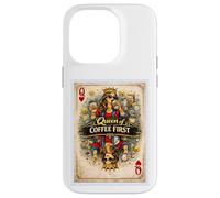 Custodia per iPhone 14 Pro Coffee First Card - Biglietto per mamma, moglie, madre, regina, parodia, regalo grafico