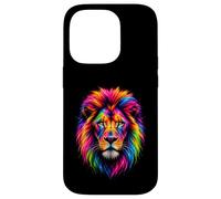 Custodia per iPhone 14 Pro Colorato Arcobaleno Leone Viso Ritratto Maestoso Animale