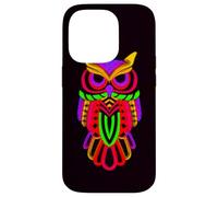 Custodia per iPhone 14 Pro Colorful Owl Line Art Geometrico Astratto Notte Uccello Gra