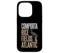 Custodia per iPhone 14 Pro Comporta Portogallo campi di riso e silhouette di cicogna atlantica