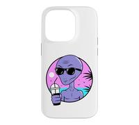 Custodia per iPhone 14 Pro Cool Alien Drinking Summer Juice Illustration Graphic Design