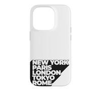 Custodia per iPhone 14 Pro Cool New York Paris London Tokyo Rome Illustration Graphic