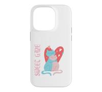 Custodia per iPhone 14 Pro Coppia di Gatti Romantici Dolce Sguardo Amorevole