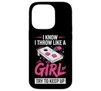 Custodia per iPhone 14 Pro Cornhole Donne Signora Divertente Getto Come Una Ragazza Cerco Di Tenere Il Passo