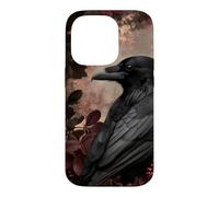 Custodia per iPhone 14 Pro Corvo gotico e fiori botanici scuri