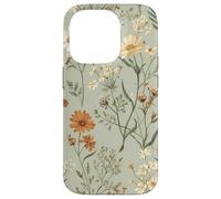 Custodia per iPhone 14 Pro Cottagecore botanico da giardino floreale con fiori selvatici verde salvia