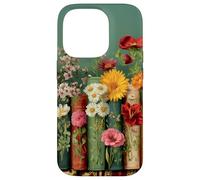 Custodia per iPhone 14 Pro Cottagecore - Libreria con fiori di campo vintage