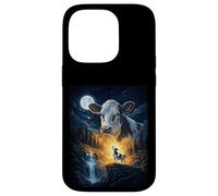 Custodia per iPhone 14 Pro Cow Howling to The Moon Vintage Funny Cow