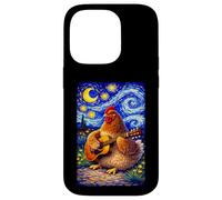 Custodia per iPhone 14 Pro Cozy Chicken Playing Guitar Whimsical Art Music Farmer Hen