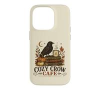 Custodia per iPhone 14 Pro Cozy Crow Cafe, design vintage per amanti del caffè autunnale