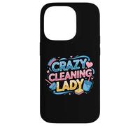 Custodia per iPhone 14 Pro Crazy Cleaning Lady Housekeeping Governante Pulitore divertente