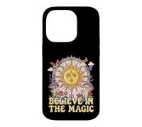 Custodia per iPhone 14 Pro Credere nel magico sole fungo Boho Hippie Art
