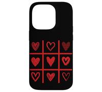 Custodia per iPhone 14 Pro Cuore rosso Tic Tac Toe Grid Bold Love Graphic Design