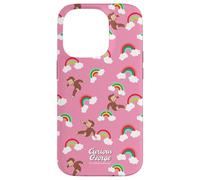 Custodia per iPhone 14 Pro Curious George Rainbow Spring All Over Print