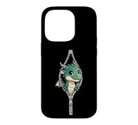 Custodia per iPhone 14 Pro Cute Baby Dragon Sbirciando Zipper Fantasy Creatura