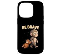 Custodia per iPhone 14 Pro Cute Baby Monkey Be Brave Viral Meme Emozionale Peluche