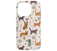 Custodia per iPhone 14 Pro Cute Dog Lover Theme Boho Aesthetic Retro Pet Pattern
