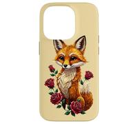 Custodia per iPhone 14 Pro Cute Fox Roses Foresta Animale Volpe Rossa Fiori
