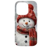 Custodia per iPhone 14 Pro Cute Snowman, Red Knit Hat & Scarf - Cozy Winter Christmas