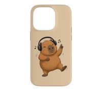 Custodia per iPhone 14 Pro Dancing Capybara con cuffie Musica Design