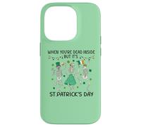 Custodia per iPhone 14 Pro Dead Inside St Patricks Day Dancing Skeletons Lucky Clover