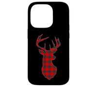 Custodia per iPhone 14 Pro Deer Plaid Red Reindeer Buck Christmas Xmas