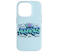 Custodia per iPhone 14 Pro Design Colorato del Segno Zodiacale dell'Acquario