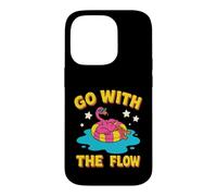 Custodia per iPhone 14 Pro Design con fenicottero rosa "Go With The Flow"