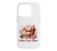 Custodia per iPhone 14 Pro Design della routine quotidiana di Coffee Teach Repeat Teach