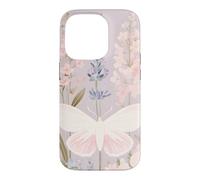 Custodia per iPhone 14 Pro Design pastello per giardini con falene e fiori selvatici